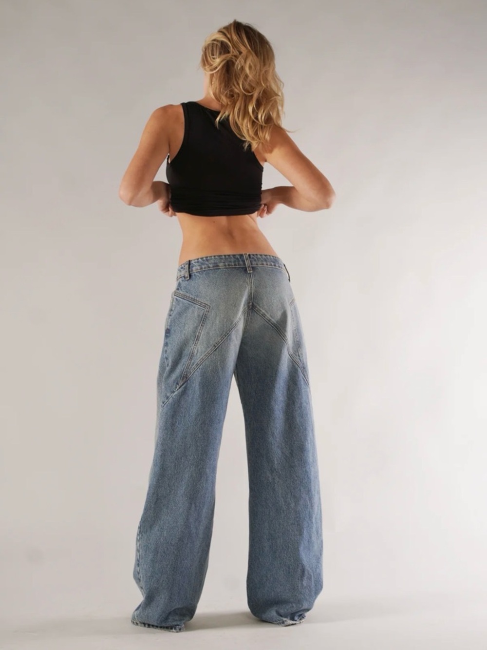 REVICE Women's Light Blue Wide-Leg Denim Jeans